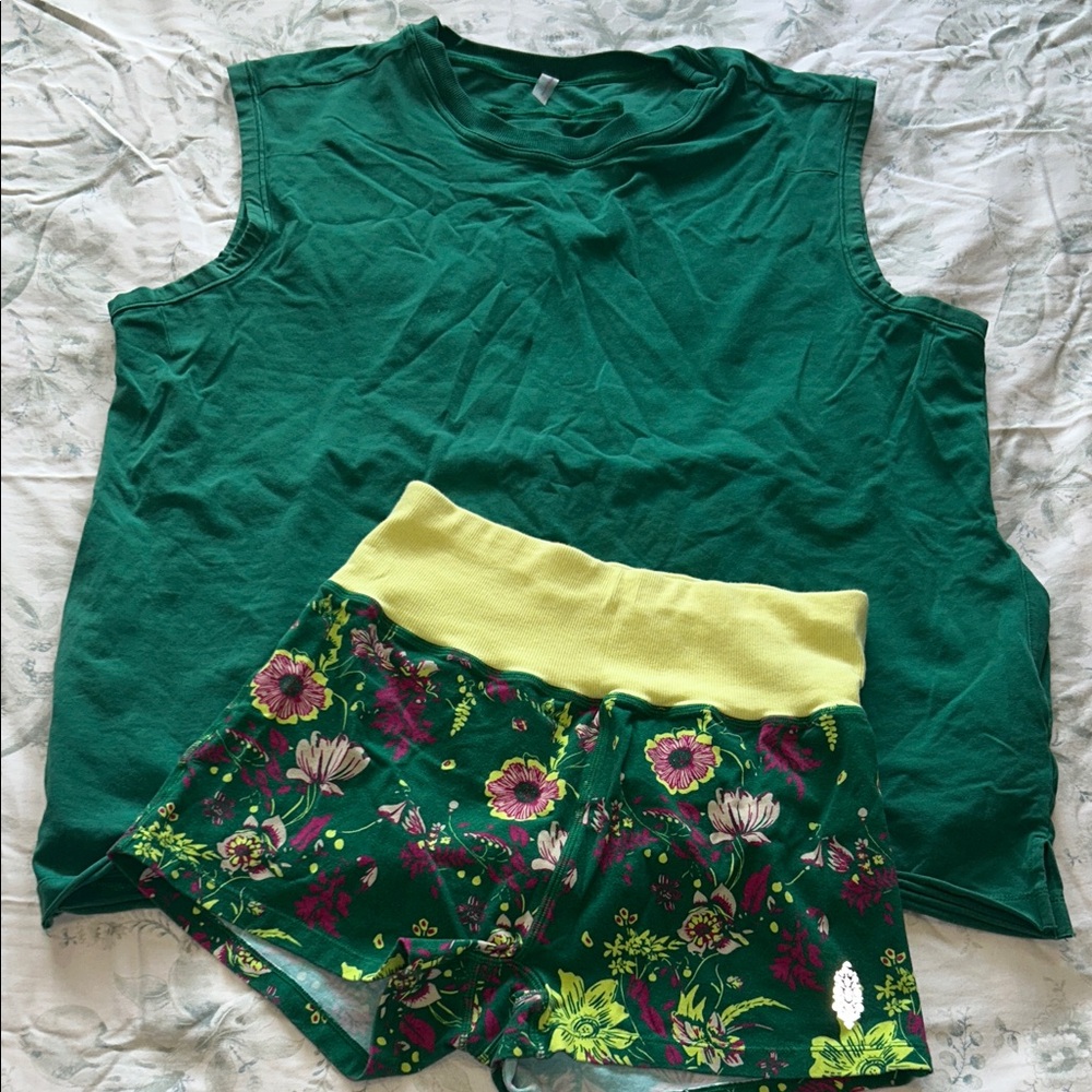 FP Movement by Free People Green Floral Sleep Set